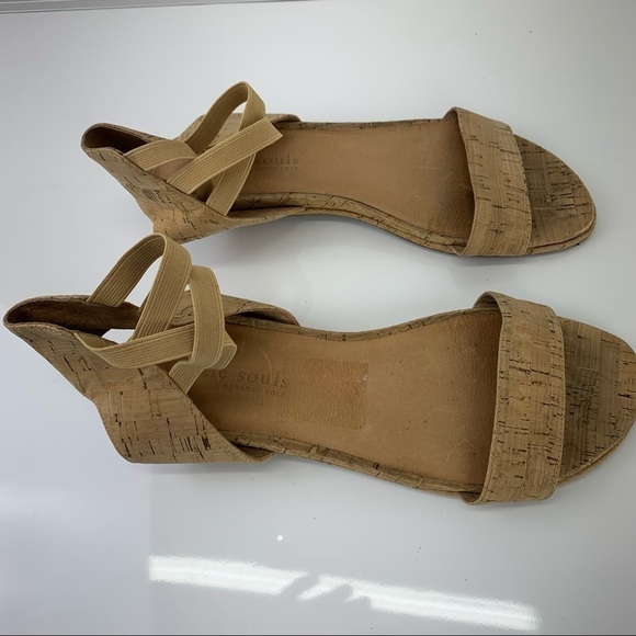 GENTLE Souls Cork Sandals flat ankle strap Lark May tan 10 hippie nature gipsy - Picture 8 of 11